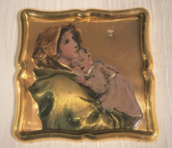 Beautiful Vintage Gold Metal And 925 0/00 Silver Mary And The Baby Jesus Picture - £18.87 GBP