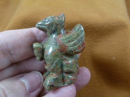 (Y-GRI-574) Green orange GRIFFIN gryphon gemstone figurine statue Eagle Lion - £14.69 GBP