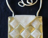 Gold and White Diamond Pattern Leather Shoulder Bag Purse  - $29.70