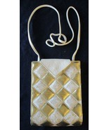 Gold and White Diamond Pattern Leather Shoulder Bag Purse  - $565.47 MXN
