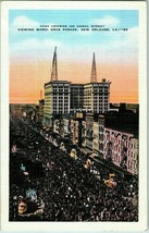 Vast Crowds on Canal Street Viewing Mardi Gras Parade Louisiana Postcard 1942 - £8.74 GBP