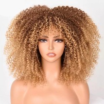 16” Short Hair Kinky Curly Synthetic Wig Dreadlock Wig Black Brown Ombre... - £55.74 GBP