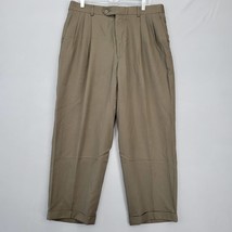 Pronto Uomo Mens Pants Size 36 Green 100% Wool Olive Preppy Pleated Stra... - $12.24