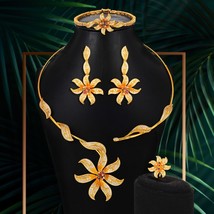 Elegant Luxury 4PCS Flowers African Jewelry Sets For Women Wedding Party Zirconi - £108.14 GBP