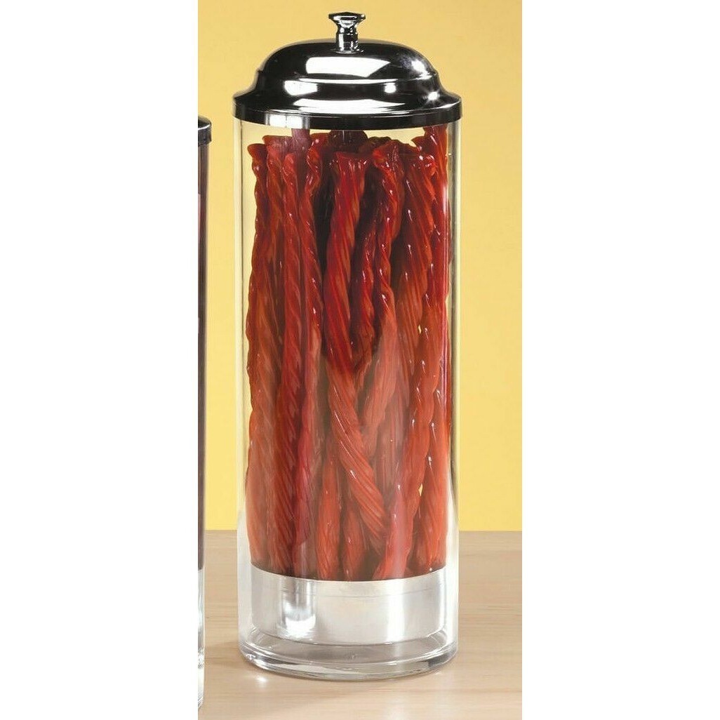 Soda Shop Straw Retro Glass Dispenser Silver Metal Chrome Pull-Up Tray NEW Item image 4