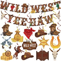 26 Pieces Western Party Decorations West Cowboy Banners Hanging Swirls Wild West - £17.17 GBP