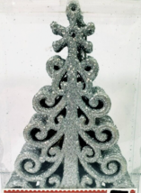 Christmas Tree Shaped Glittering Hanging Ornaments Set of 12 Silver NIB - $12.19