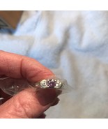 Avon Sterling Silver Amethyst Ring with CZ Accents Size 6 - £31.59 GBP