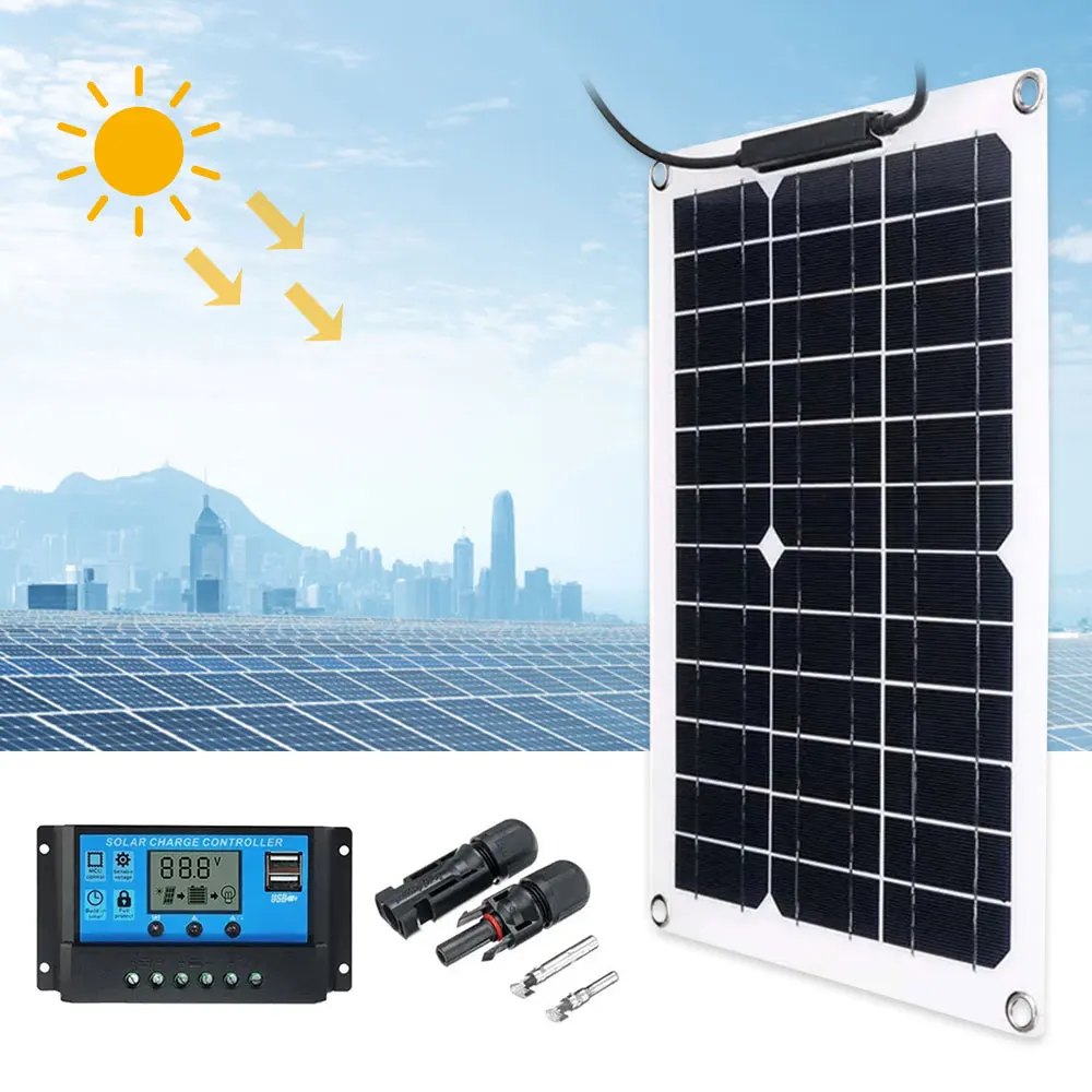 15W Flexible Solar Panel 12V Battery Charger Dual USB With 100A 300W Controller - £29.65 GBP+