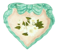Elaine Voghelle for Silvestri White Heart Shaped Plate White Floral NWOT - $11.29