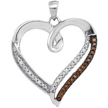 10k White Gold Round Brown Color Enhanced Diamond Heart Love Pendant 1/6 - £191.40 GBP