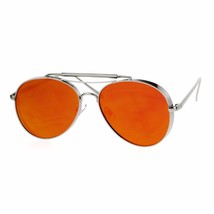 Unisex Round Pilot Sunglasses Flat Metal Frame flat Mirror Lens UV400 - £10.28 GBP