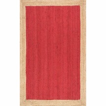 Braided Red and Natural 5x10, 8x10, 9x6, 9x12,4x6 jute rug woven home décor - £65.81 GBP+