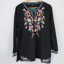 Faith &amp; Zoe MEDIUM Boho Blouse Embroidered Flower Women&#39;s Casual Top - $36.63