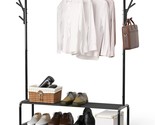 Garment Rack With Storage Shelves And Coat/Hat Hanging Hooks - $52.99