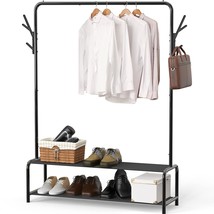 Garment Rack With Storage Shelves And Coat/Hat Hanging Hooks - £41.68 GBP