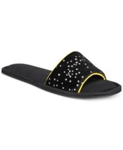 MSRP $30 Inc Velvet Printed Slide Slippers Black Size Medium - £5.69 GBP