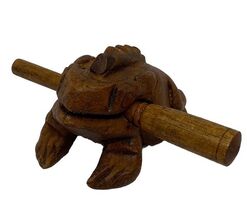 Vintage Artisan Made Wooden Bullfrog Percussion Noise Maker - $18.99