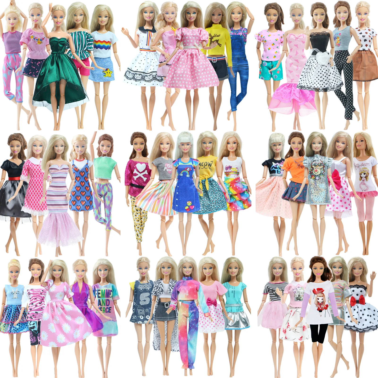 BJDBUS Wholesale 5 Pcs/Lot Doll Dress Mixed T-shirt Skirt Casual Trousers - £8.44 GBP+