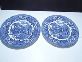 2 Royal Tudor Ware Staffordshire Coaching Taverns 1828 Blue Dinner Plate... - £15.79 GBP