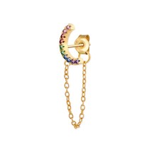 CANNER Rainbow Zircon Moon Star Stud Earrings for Women 925 Silver CZ Cr... - £8.71 GBP