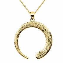 14k Solid Yellow Gold Japanese Buddhist Zen Circle Pendant Charm Necklace  - £307.67 GBP+