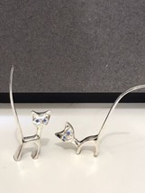 collectible Silver Plated Kitty Cat Ring Jewelry Holder Dresser Decor lot 2 twin - £17.65 GBP