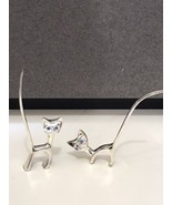 collectible Silver Plated Kitty Cat Ring Jewelry Holder Dresser Decor lo... - £17.50 GBP