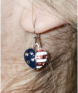 Patriotic American Flag Heart Earrings - $259.25 MXN