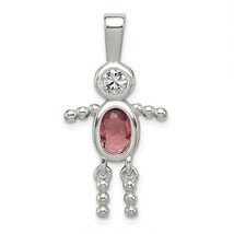 Sterling Silver Rhodium-plated CZ and June Glass Boy Pendant - £31.76 GBP