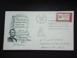 1960 Abraham Lincoln First Day Issue Envelope 4 cent Stamp American Cred... - $2.50