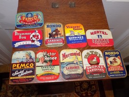 Vintage 10 Sardine Tin Labels - €25,43 EUR