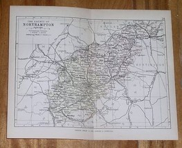 1882 Antique Map Of County Of Northampton Northamptonshire Daventry / England - £19.85 GBP