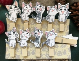 Cute Cat Wooden Clips,children&#39;s birthday Hanging Decorations,wooden clothespins - £2.57 GBP+