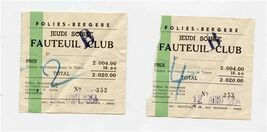 2 Folies Bergere Fauteuil Club Tickets 1954 Paris France  - $17.82
