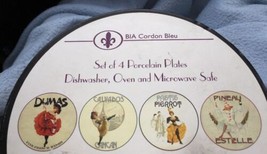 2006 French BIA Cordon Bleu Porcelain Appetizer Plate Set 4 Cancan Dumas Pastis - £31.89 GBP
