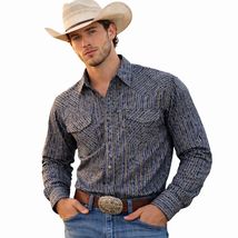 Cinch Modern Fit Ranchcore Paisley Stripe Western Snap Shirt Blue Yellow... - $24.99