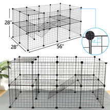 56 Inch Two-Storey Fence Kennel Dog Playpen Pet Play Pen Exercise Cage 36 Panels - £58.34 GBP