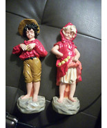 vintage chalkware boy and girl picking apples wall hanging red outfits f... - £39.84 GBP