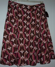 Apostrophe Misses Mod Pink Brown Dot Full Skirt Size 8 NWT - $7.99