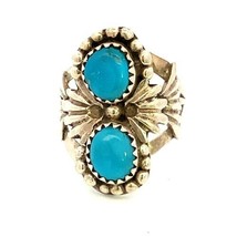 Native American Vintage Sterling Silver Lovely Turquoise Knuckle Ring Si... - $64.35