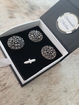 Blanket Links Horse Show Number Pins Set of 4 Pewter Center Dots image 2