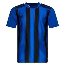 Adidas Striped Football Top Junior GV1385, Sports T-shirt, Kids Blue &amp; Black - $26.14