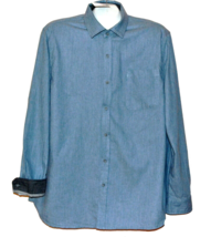 Tahari Men&#39;s Stone Blue Cotton Flannel Soft Long Sleeve Shirt Size XL - £43.51 GBP