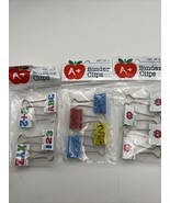 Lot of 3 Packages of Binder Clips Classroom Themed Set of 4 Each Package - $285.10 MXN