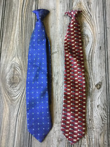 Lof of 2 Boy&#39;s Clip On Neckties (14.75&quot;) - Blue and Wine - £8.09 GBP