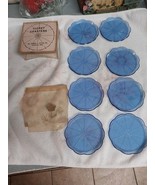 VINTAGE FLORET COASTERS Plastic Flower Coasters, Thomas A Steeds Co, Blu... - $16.48 CAD