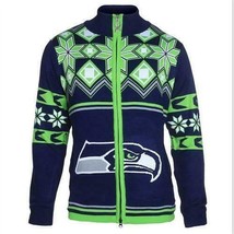 Large Official Licensed NFL Seattle Seahawks Ugly XMAS Split logo Jacket - £38.65 GBP