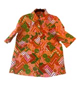 Vintage Women’s Top Large Floral Psychedelic Blouse Handmade 1960s - $373.49 MXN