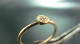Engagement ring. 14K yellow gold ring with 0.07ct&#39; Diamond.Handmade engagement/g - £315.74 GBP
